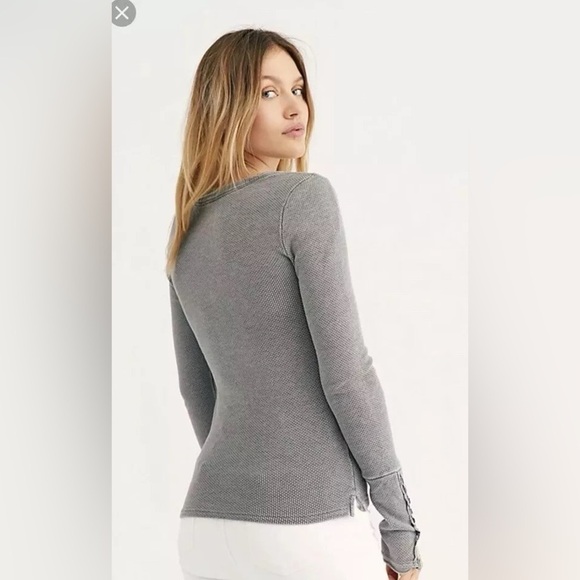 Free People Give A Little Love Embellished Cuff Thermal Top, Size S - Picture 3 of 9